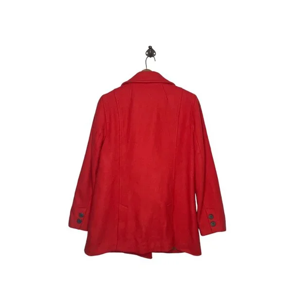 J.Crew Medium M Orange Thinsulate Wool‎ Blend Double Breasted Pea Coat Peacoat - Picture 4 of 8